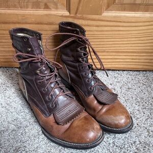 Vintage Ariat Leather Kiltie Boots, Size 8.5